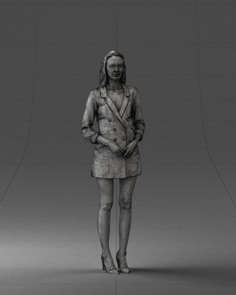 000155 Elegant Woman in White Blazer Dress 0714 3dp 3D print model_8