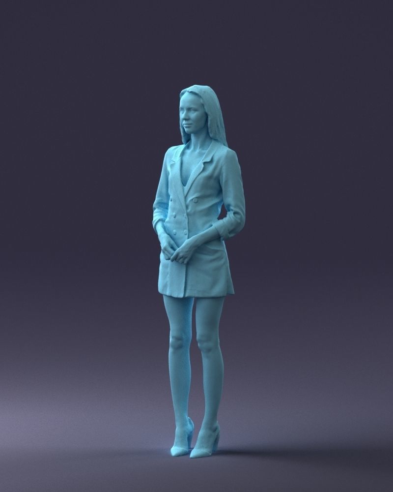 000155 Elegant Woman in White Blazer Dress 0714 3dp 3D print model_31