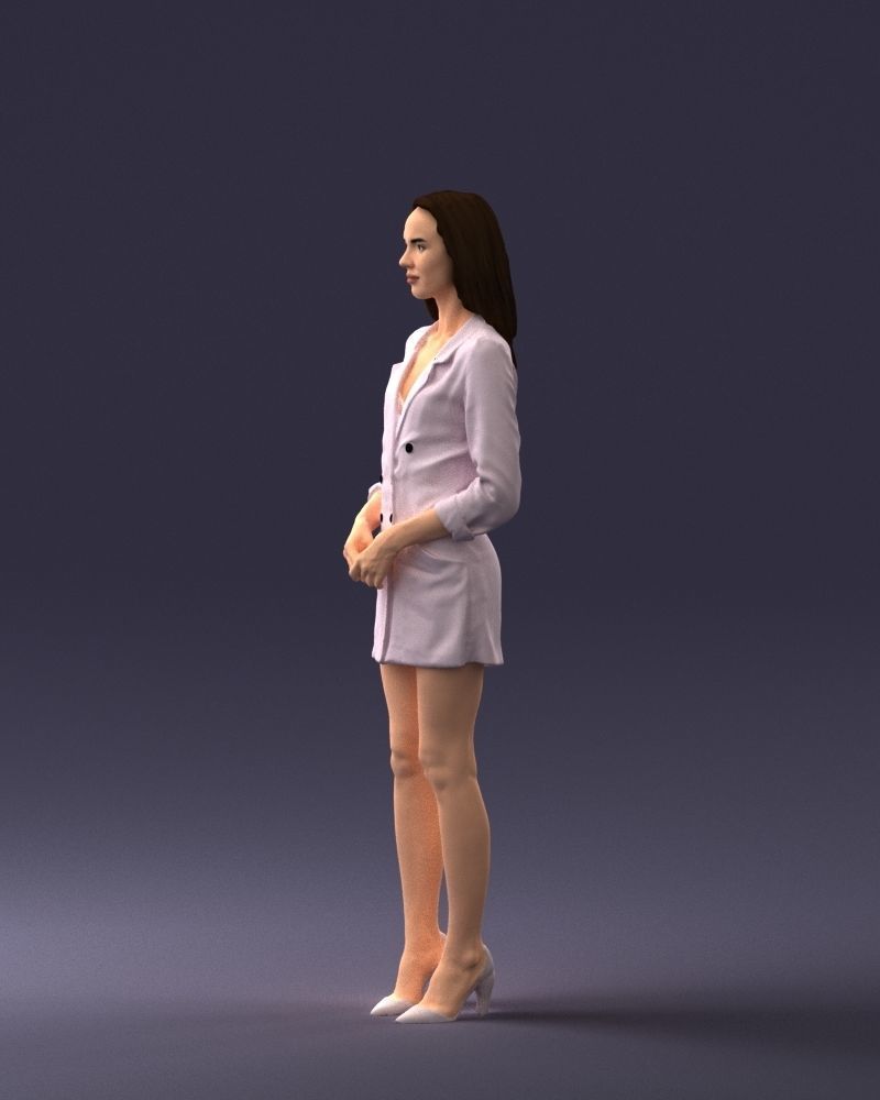000155 Elegant Woman in White Blazer Dress 0714 3dp 3D print model_27
