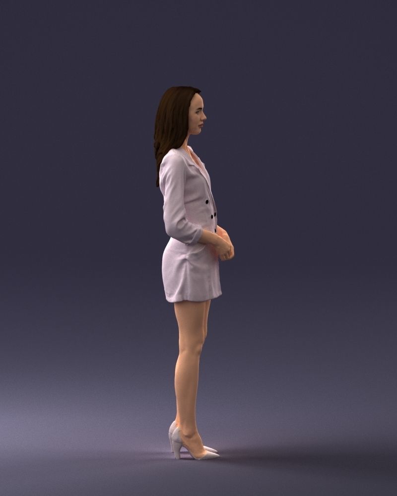000155 Elegant Woman in White Blazer Dress 0714 3dp 3D print model_12
