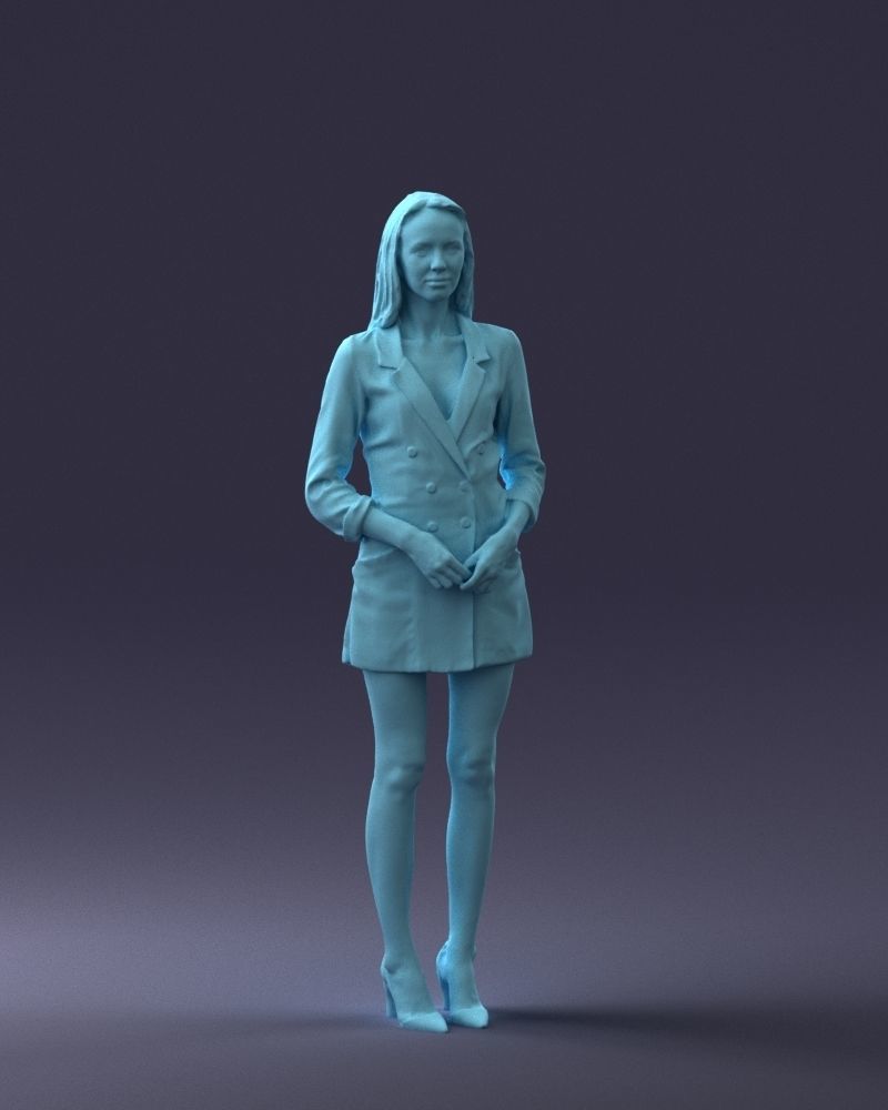 000155 Elegant Woman in White Blazer Dress 0714 3dp 3D print model_7