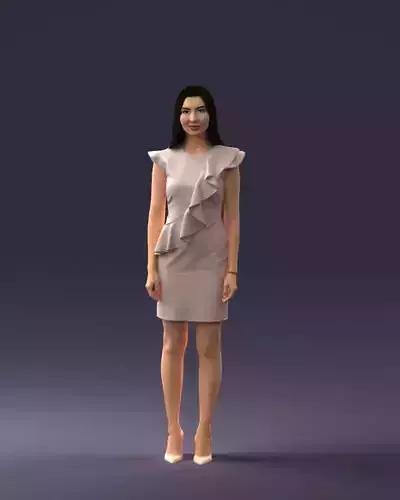 000157 Woman in Elegant Ruffled Dress 0714 3dp 3D print model