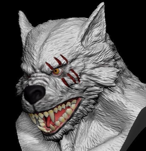 Werewolf wolf head 3D print model_11