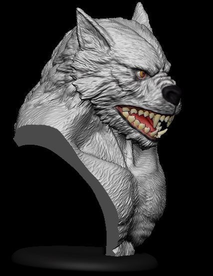 Werewolf wolf head 3D print model_6