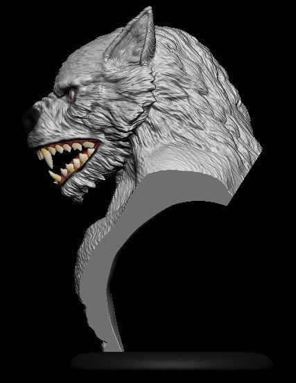 Werewolf wolf head 3D print model_4