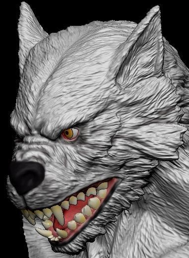 Werewolf wolf head 3D print model_8