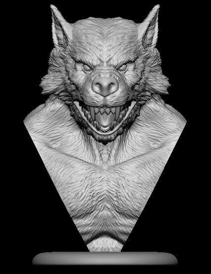 Werewolf wolf head 3D print model_3