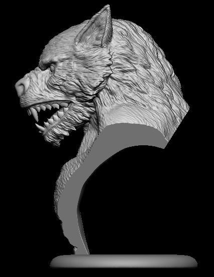 Werewolf wolf head 3D print model_5