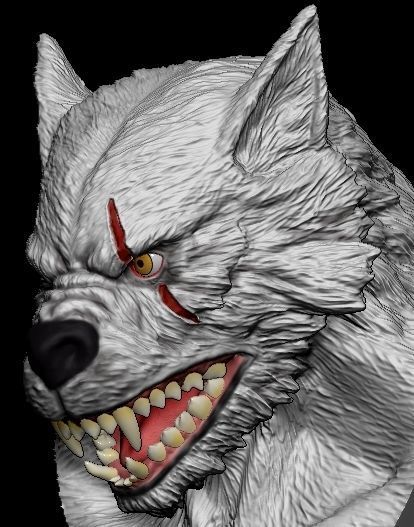 Werewolf wolf head 3D print model_13