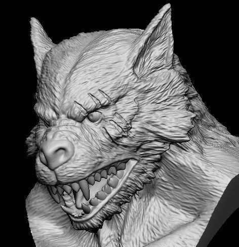 Werewolf wolf head 3D print model_12