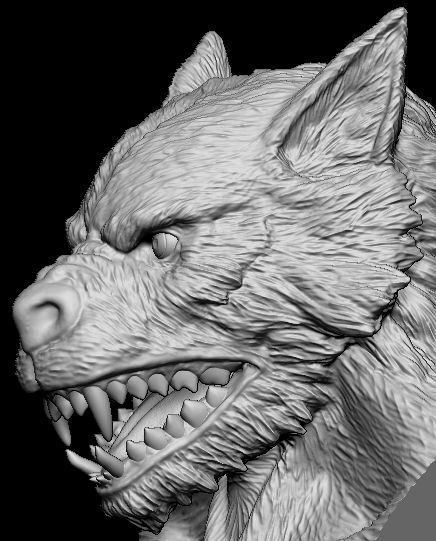 Werewolf wolf head 3D print model_10