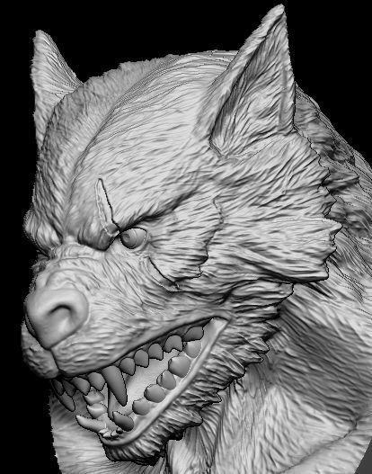 Werewolf wolf head 3D print model_14