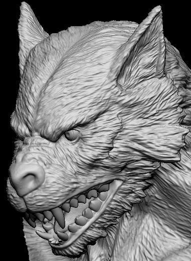 Werewolf wolf head 3D print model_9