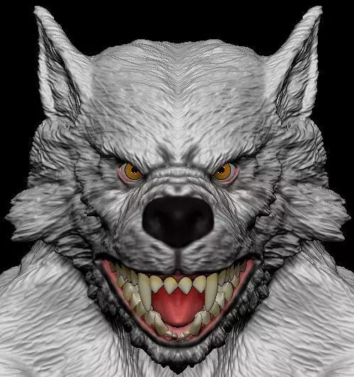 Werewolf wolf head 3D print model_0