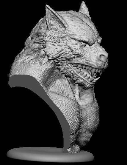 Werewolf wolf head 3D print model_7