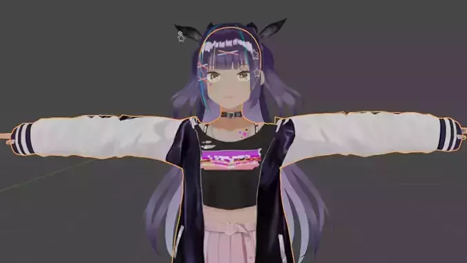 anime model 3d girl with long hair