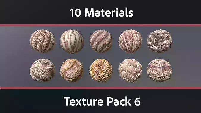 10 Materials Skin Monster Seamless PBR Pack 6 Texture