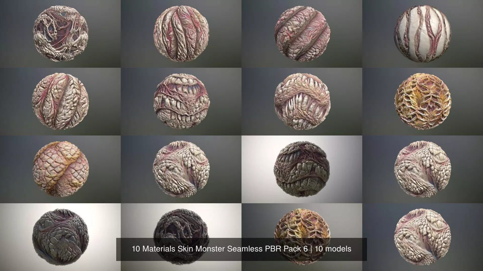 10 Materials Skin Monster Seamless PBR Pack 6 Texture_1