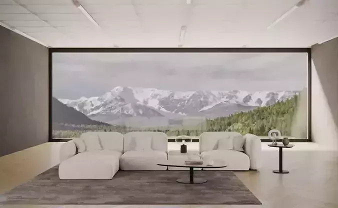 Sofa in empty space 3D model Sofa in empty space 3D model