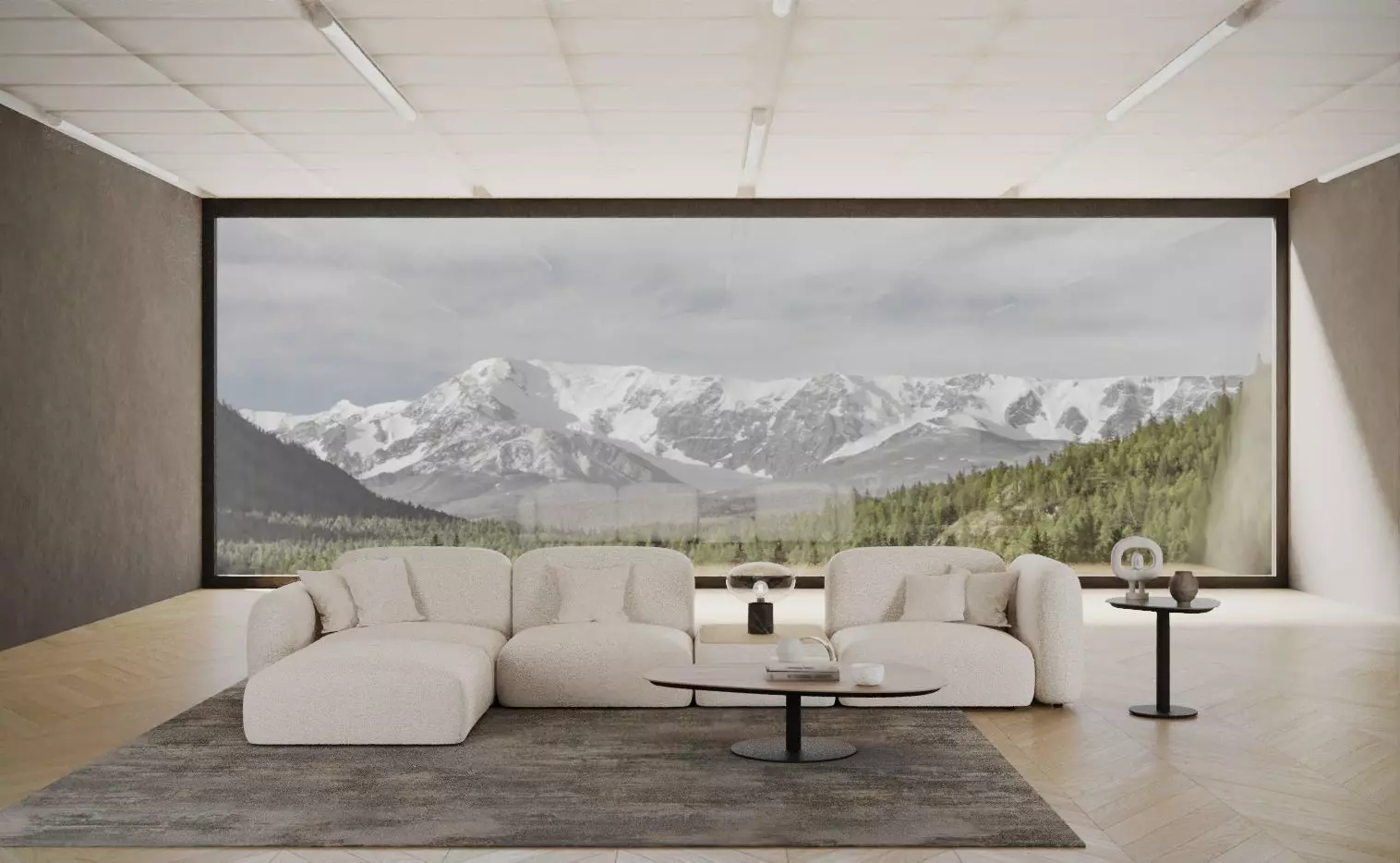 Sofa in empty space 3D model_0