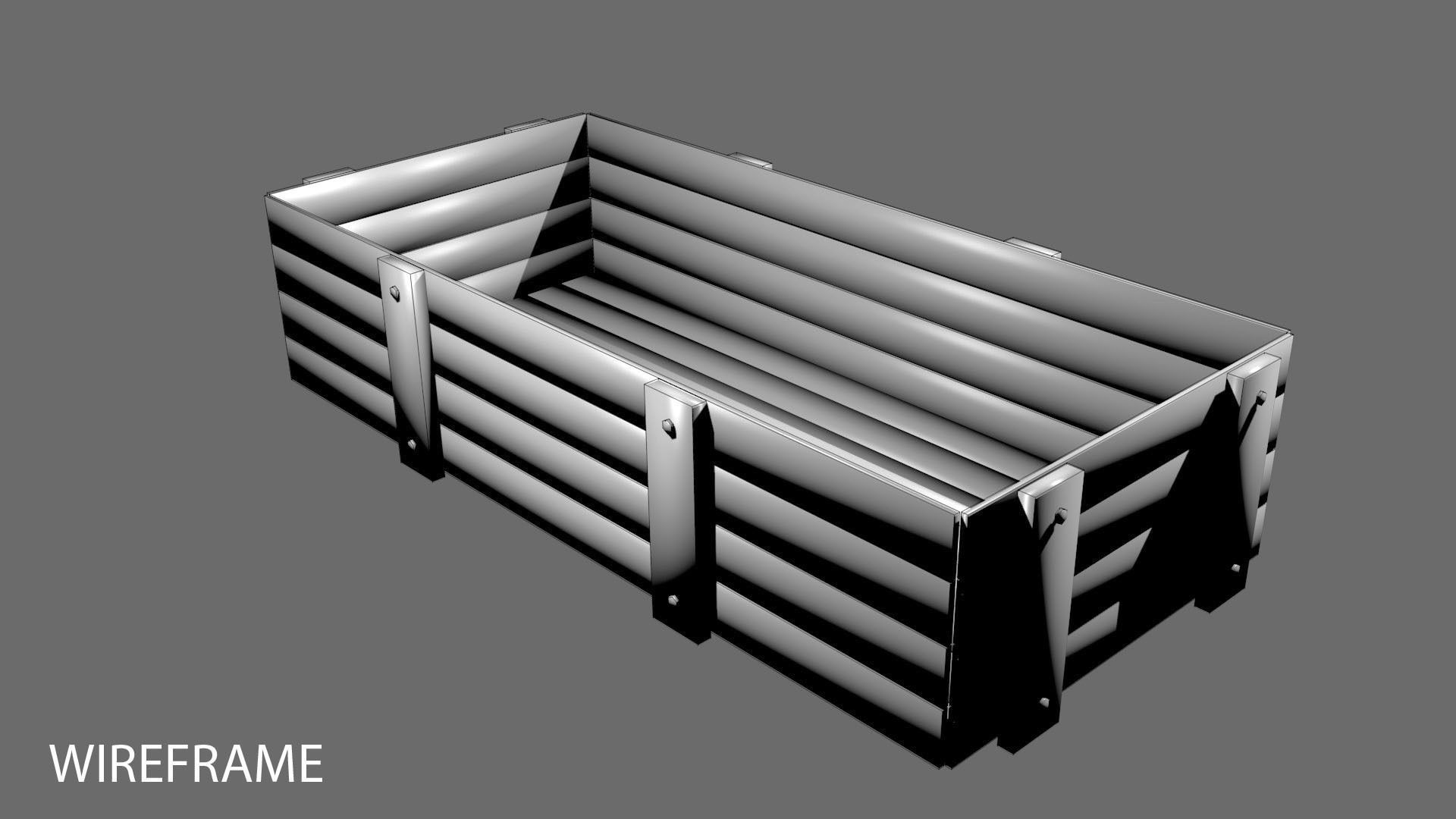 Crate 3 wooden box 3D model_3