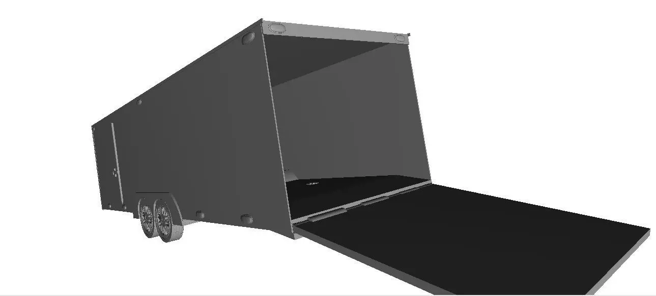 1 24 scale 24ft enclosed car trailer 3D print model_0