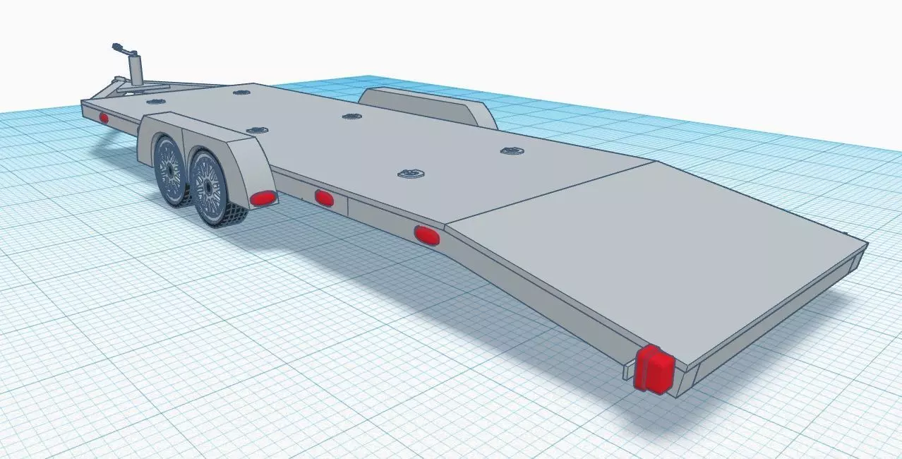 1 24 scale dove tail open car trailer 3D print model_0