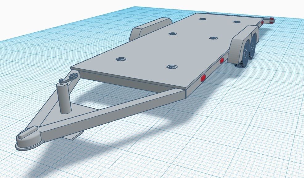 1 24 scale dove tail open car trailer 3D print model_1