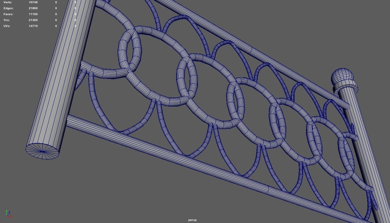 Fence 07 Low-poly 3D model_8