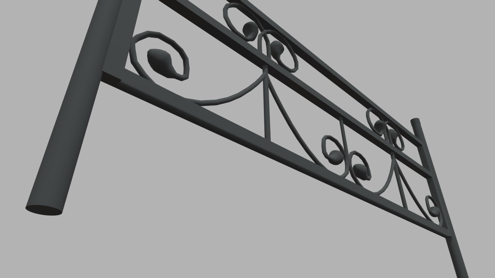 Fence 08 Low-poly 3D model_2