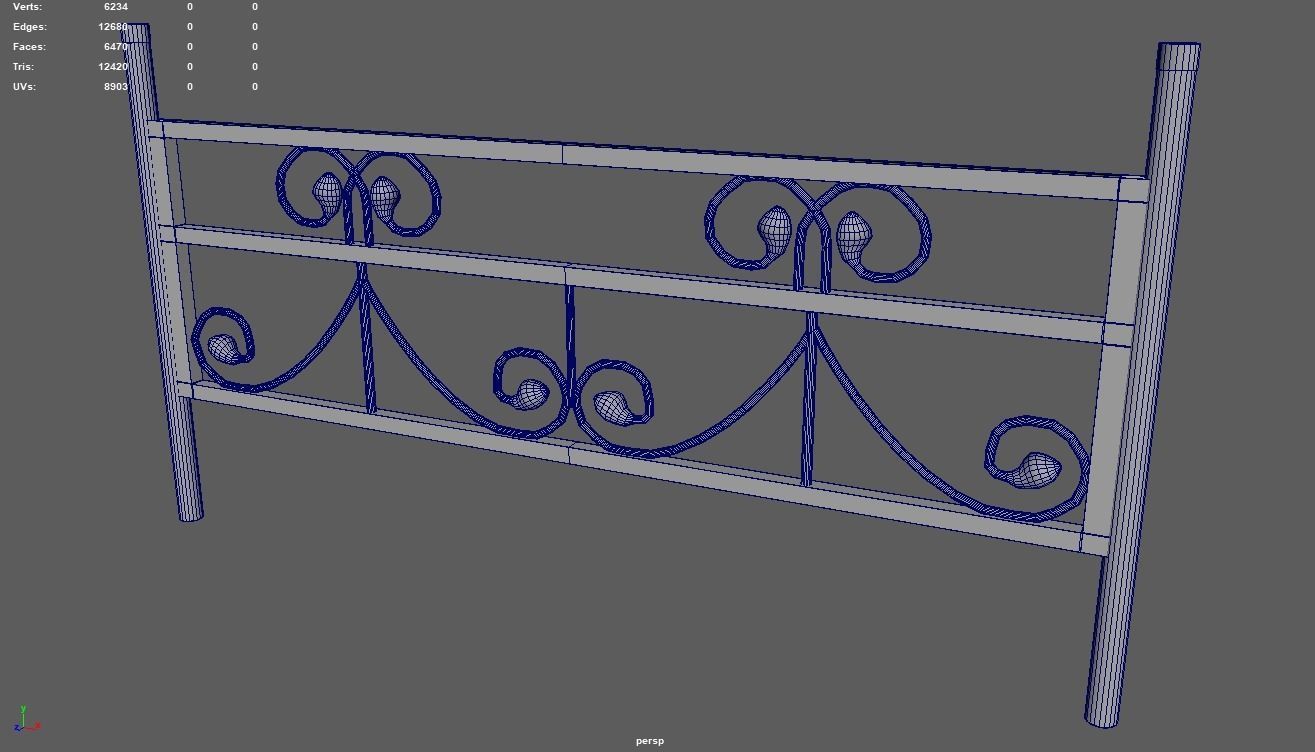 Fence 08 Low-poly 3D model_5