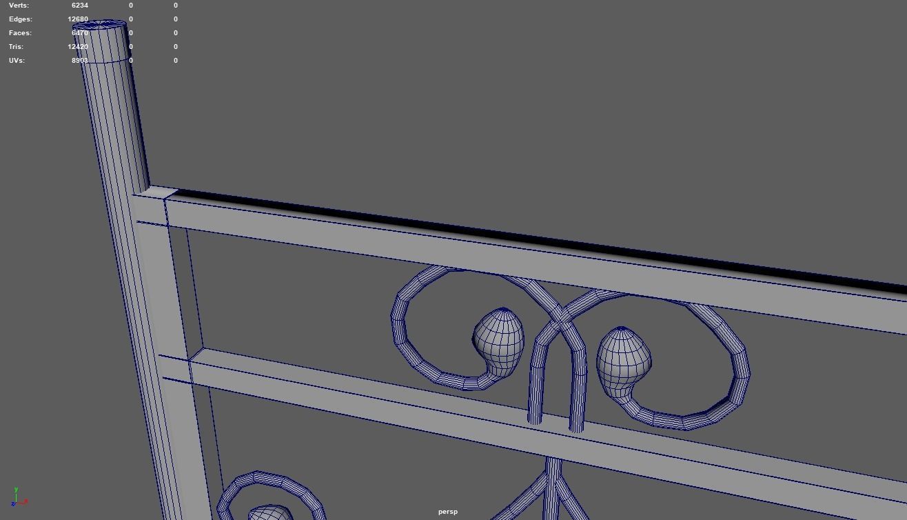 Fence 08 Low-poly 3D model_6