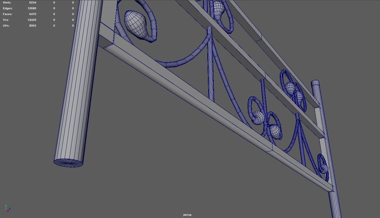 Fence 08 Low-poly 3D model_7