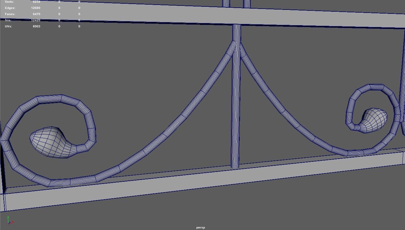 Fence 08 Low-poly 3D model_9