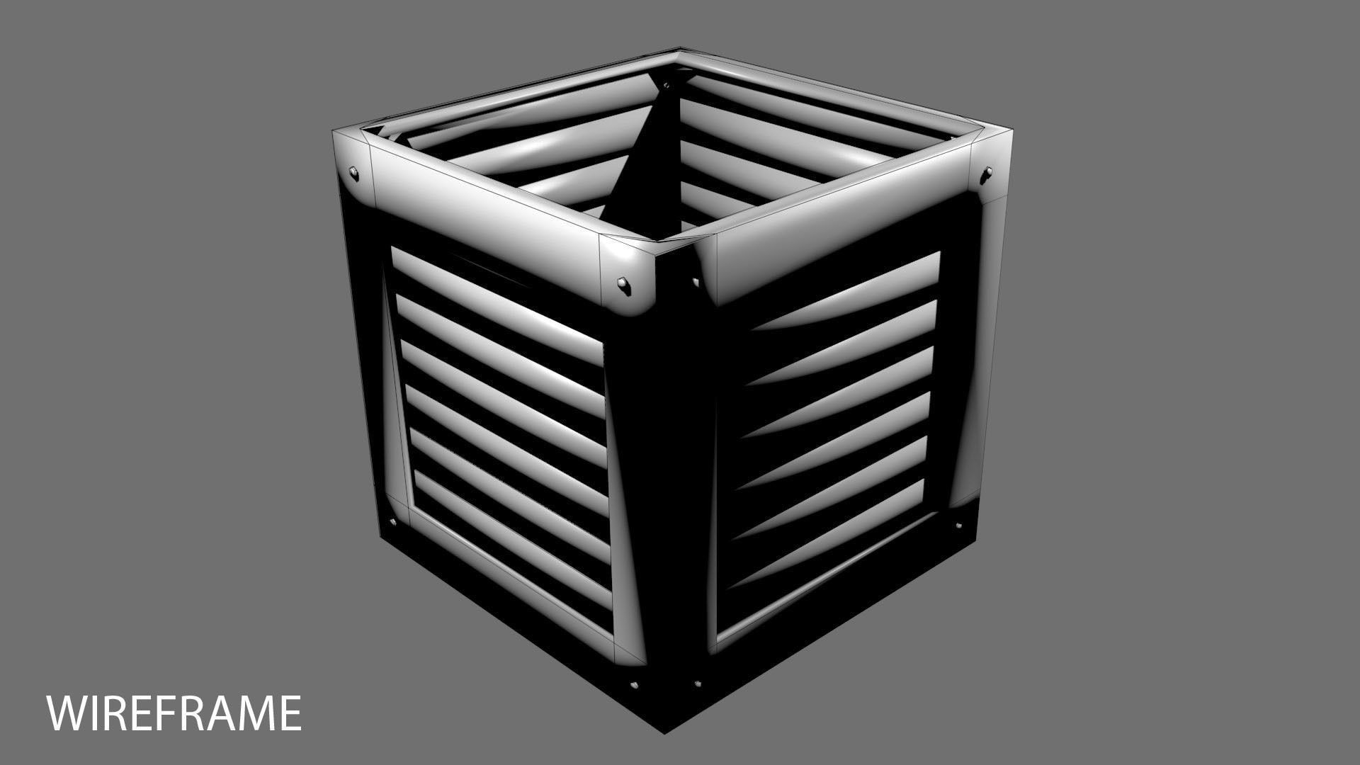 Crate 6 wooden planter 3D model_3