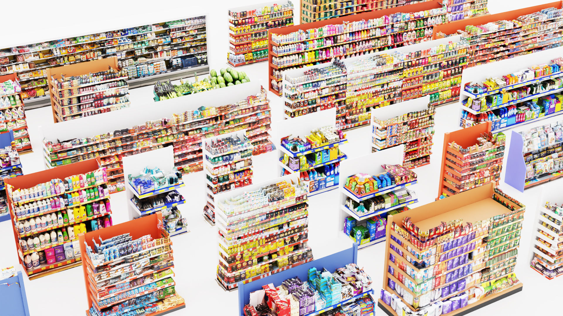 Market Shelves Low-poly 3D model_4