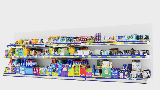 Market Shelves Low-poly 3D model 5