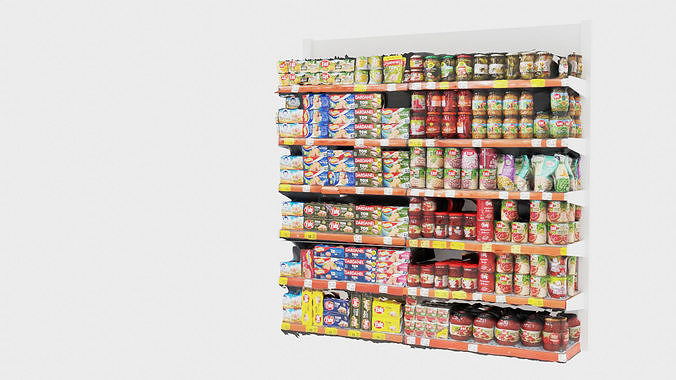 Market Shelves Low-poly 3D model 2