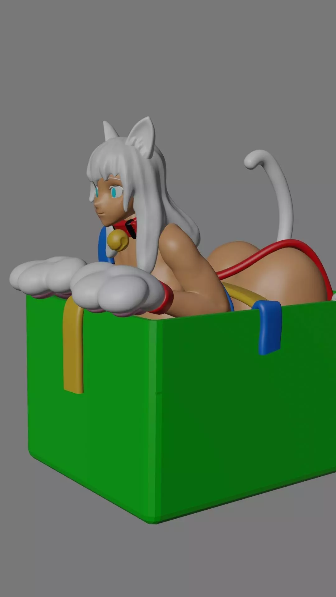 Sexy cat girl a box 3D printable 3D print model_0