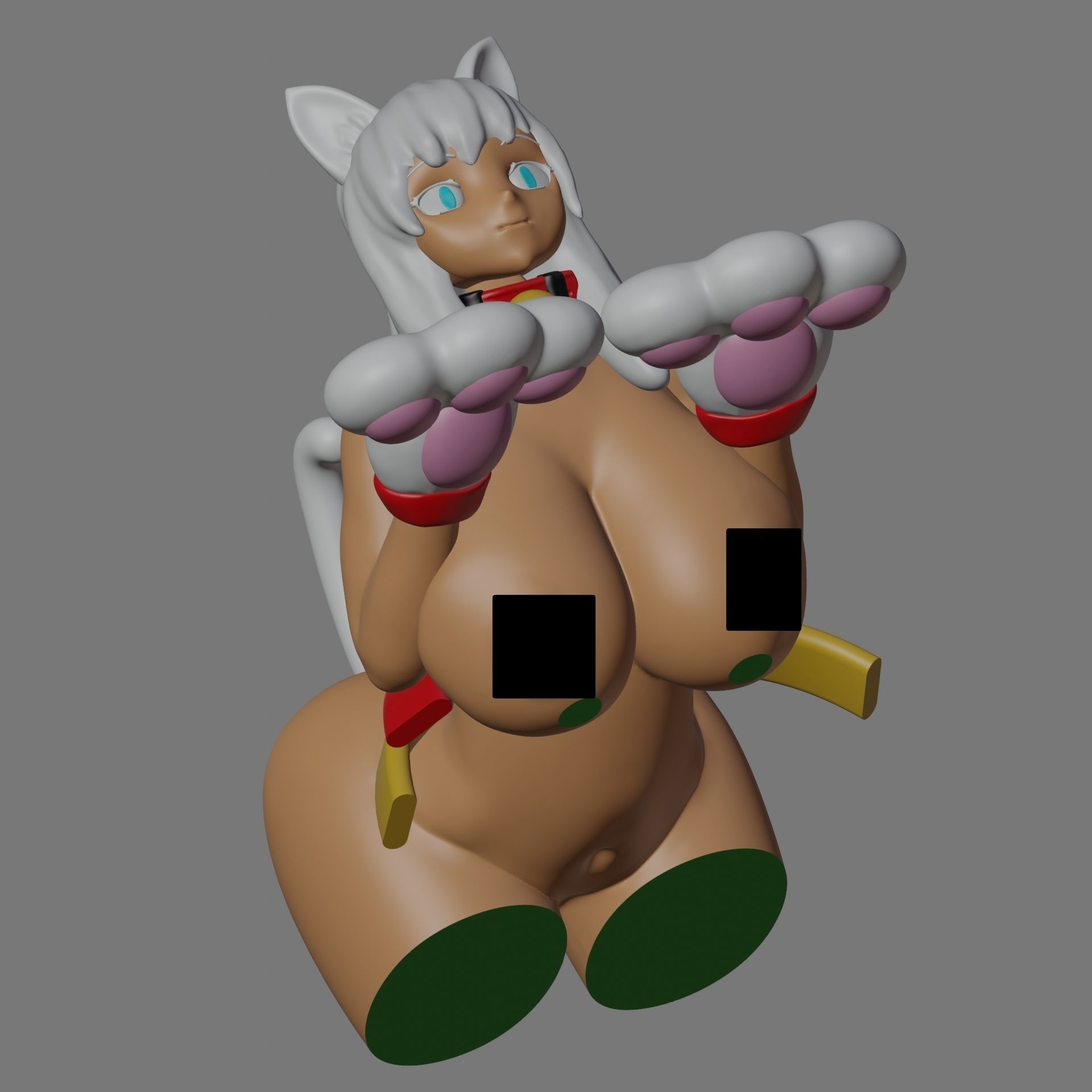 Sexy cat girl a box 3D printable 3D print model_6
