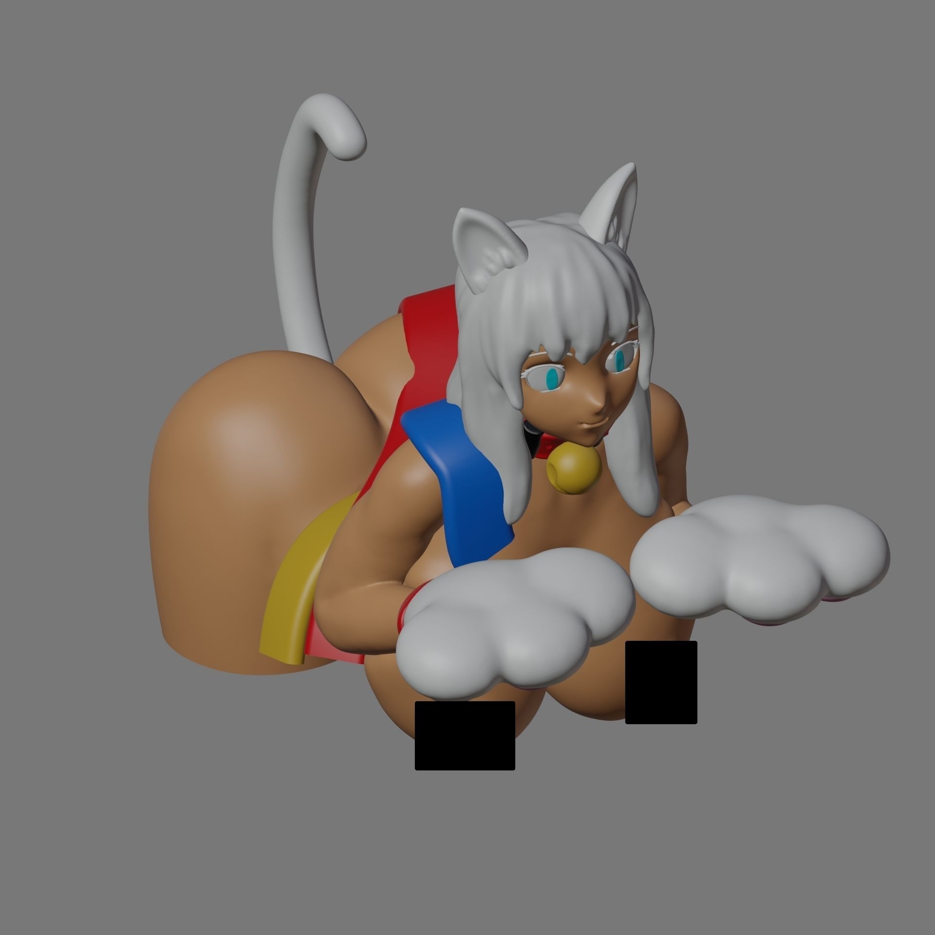 Sexy cat girl a box 3D printable 3D print model_3