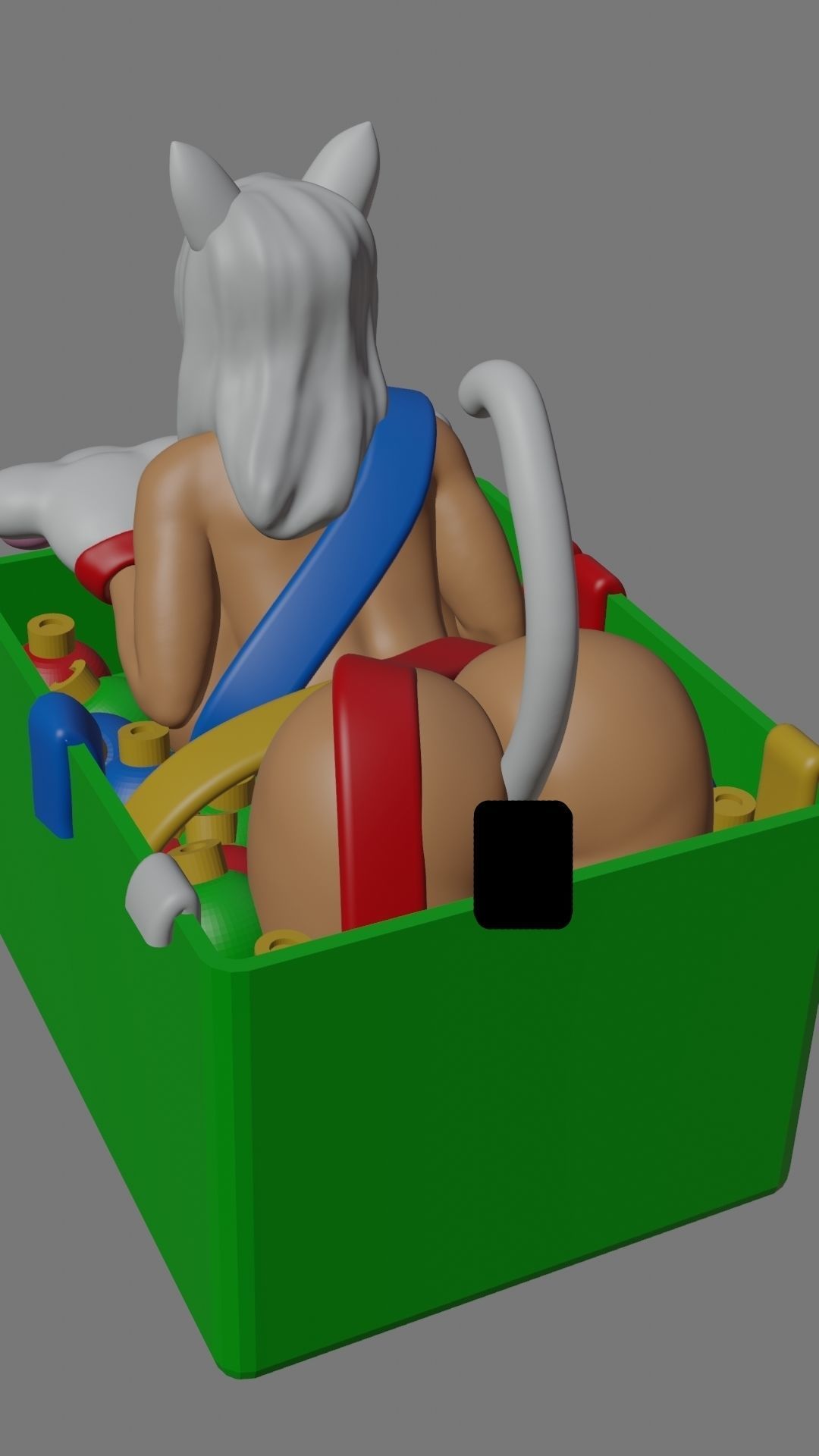 Sexy cat girl a box 3D printable 3D print model_1