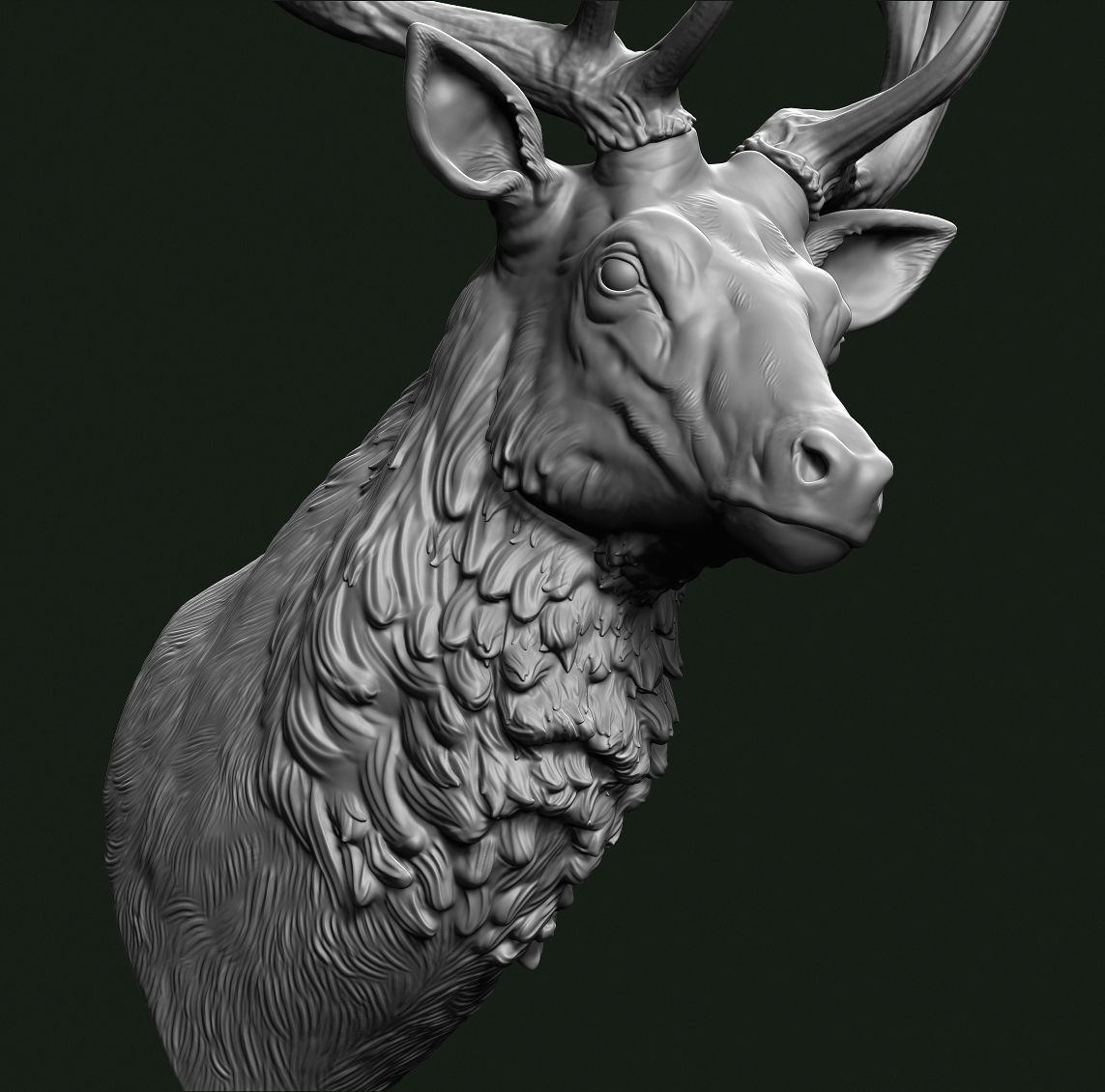 Stag head 3D print model_4