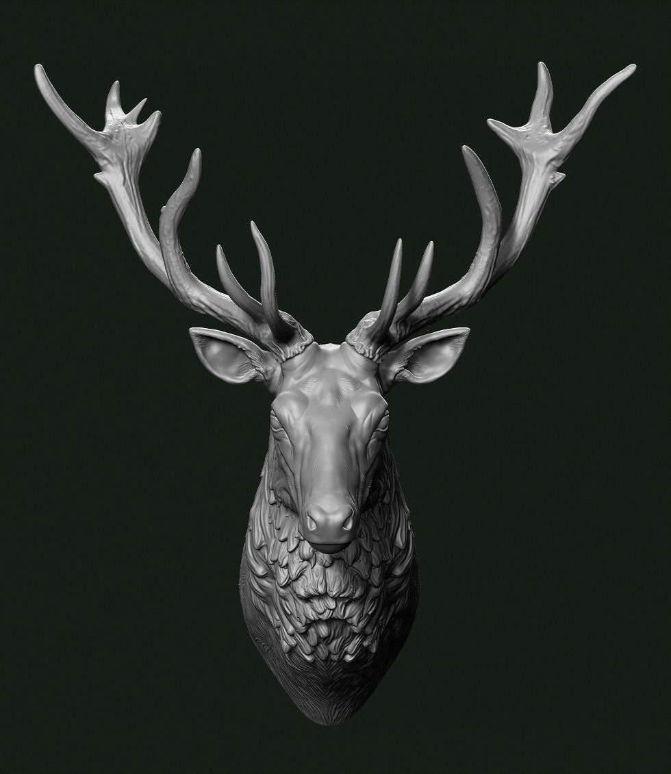 Stag head 3D print model_2