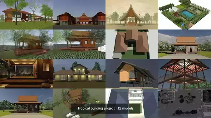 Tropical building project 3D Model Collection
