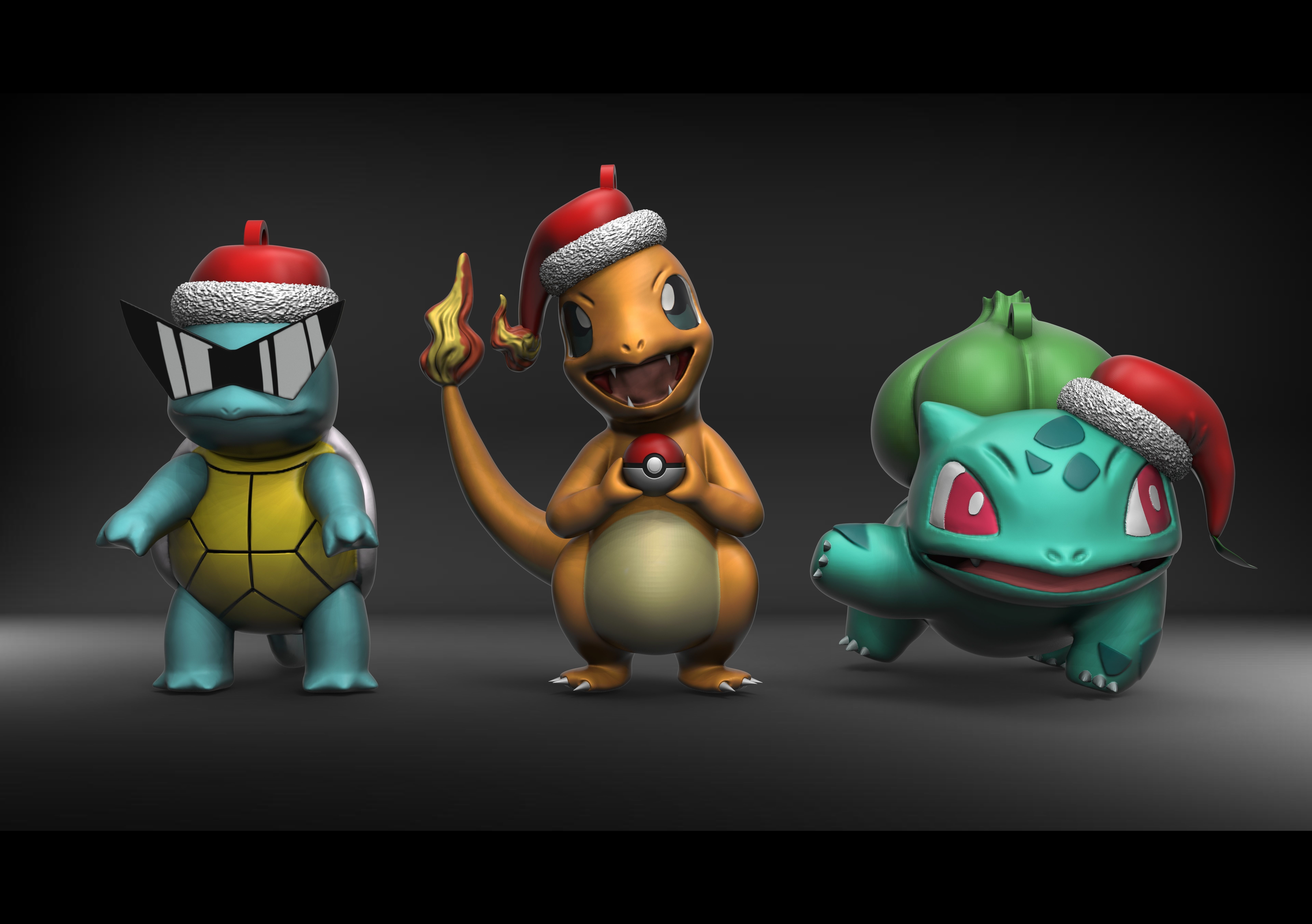 POKEMON STARTER TRIO 1ST GENERATION CHRISTMAS ORNAMENT 3D print model_4