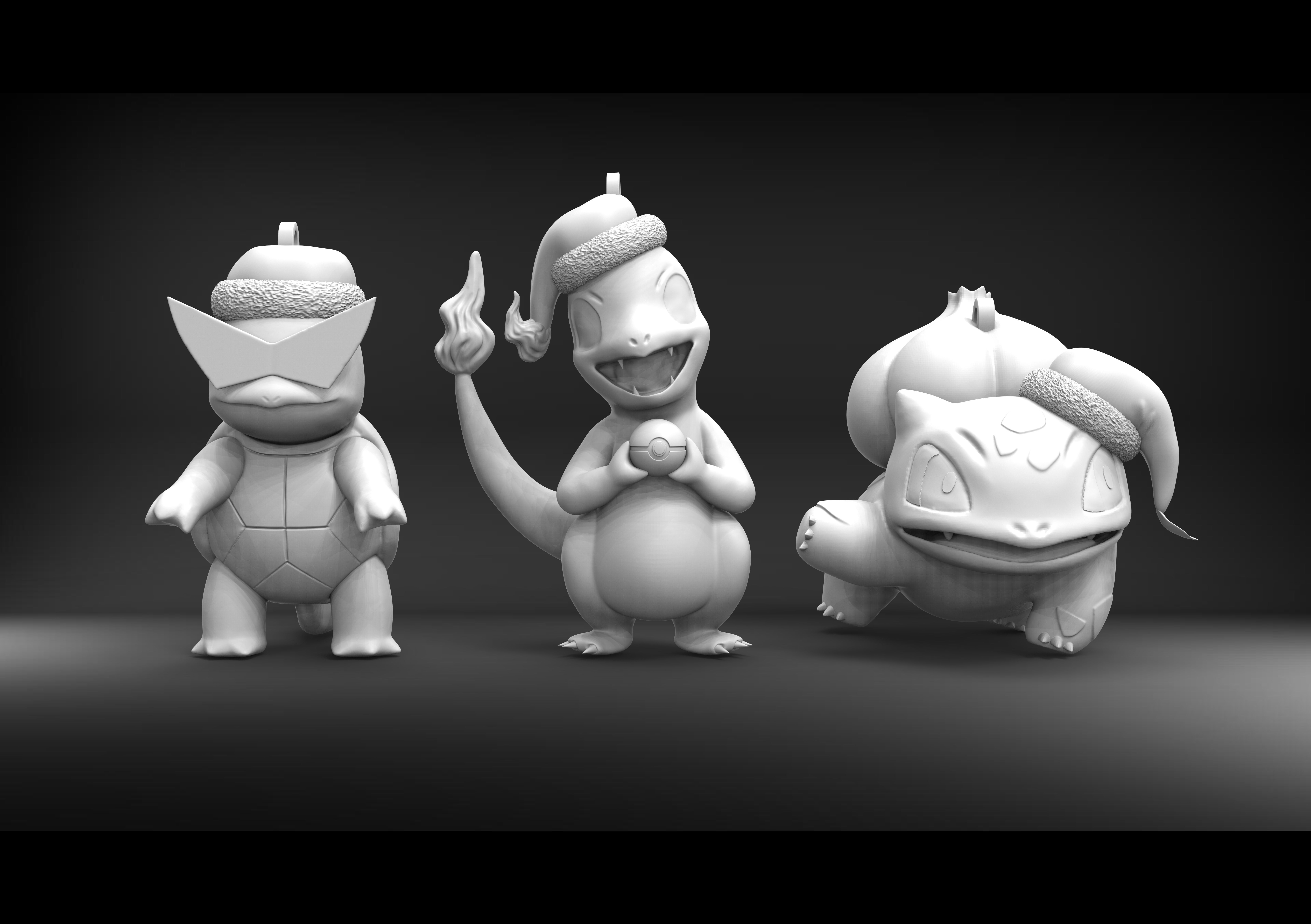 POKEMON STARTER TRIO 1ST GENERATION CHRISTMAS ORNAMENT 3D print model_0
