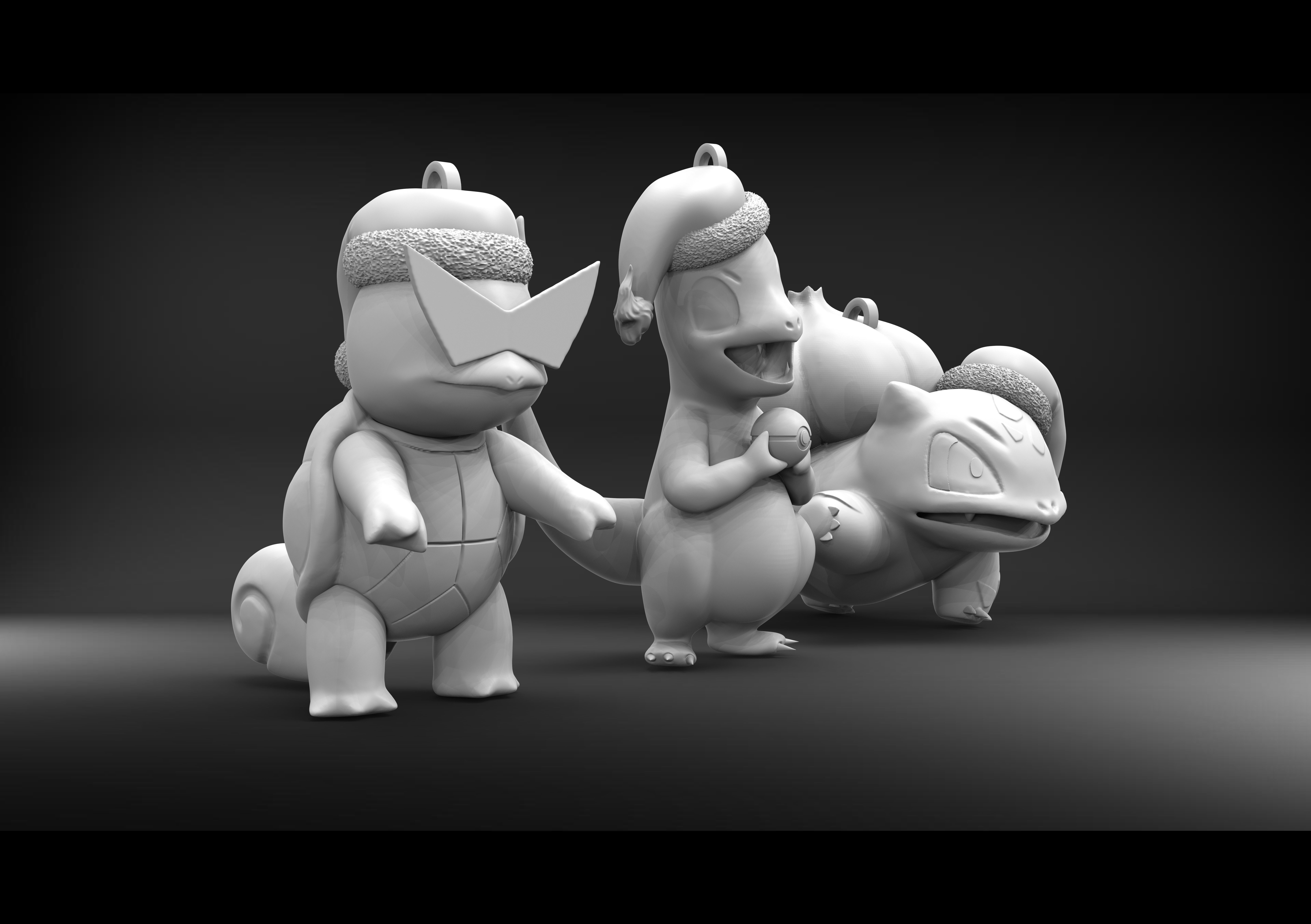 POKEMON STARTER TRIO 1ST GENERATION CHRISTMAS ORNAMENT 3D print model_1