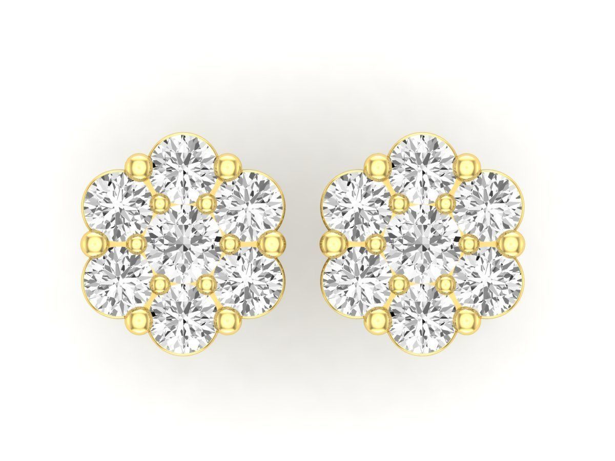 AV-447 Diamond cluster earrings for woman 3D print model_17