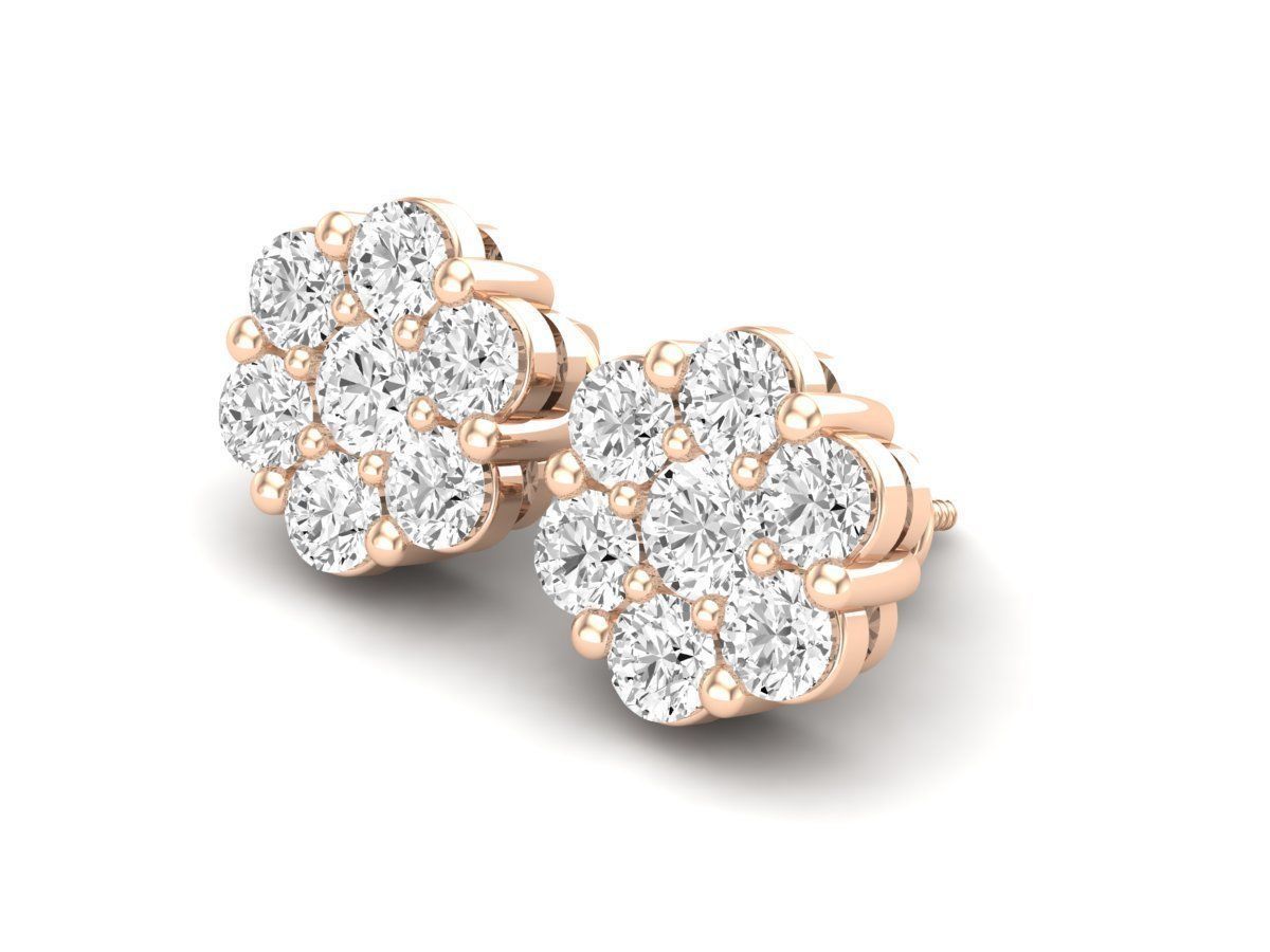AV-447 Diamond cluster earrings for woman 3D print model_2